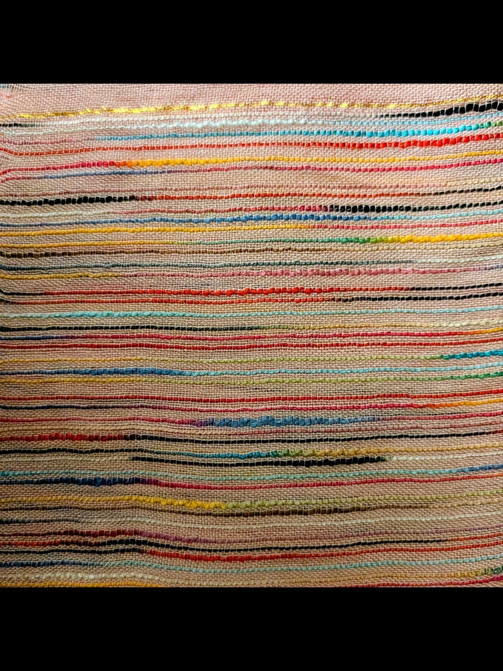 Artisan-Style Mixed Fiber Soft Pink Striped Fringe Shimmering Scarf Wrap 24
